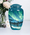 10-inch aluminium Northern Lights Urn for human ashes.
