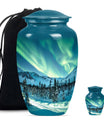10-inch aluminium Northern Lights Urn for human ashes.