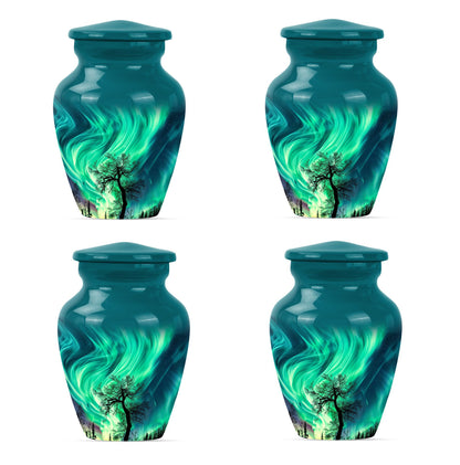 Abstract-designed Northern Lights Urn for ground burial.