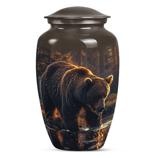 10 inch Classic Bear Urn in Purple Meadow design