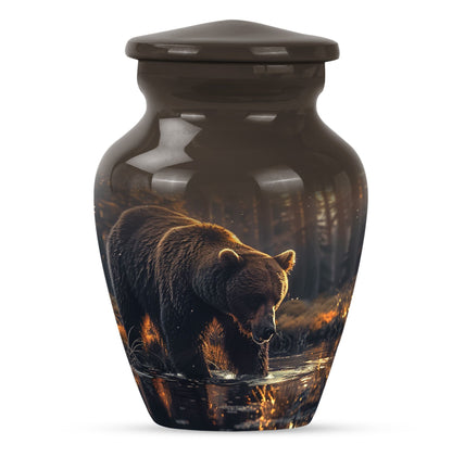 10 inch Classic Bear Urn in Purple Meadow design