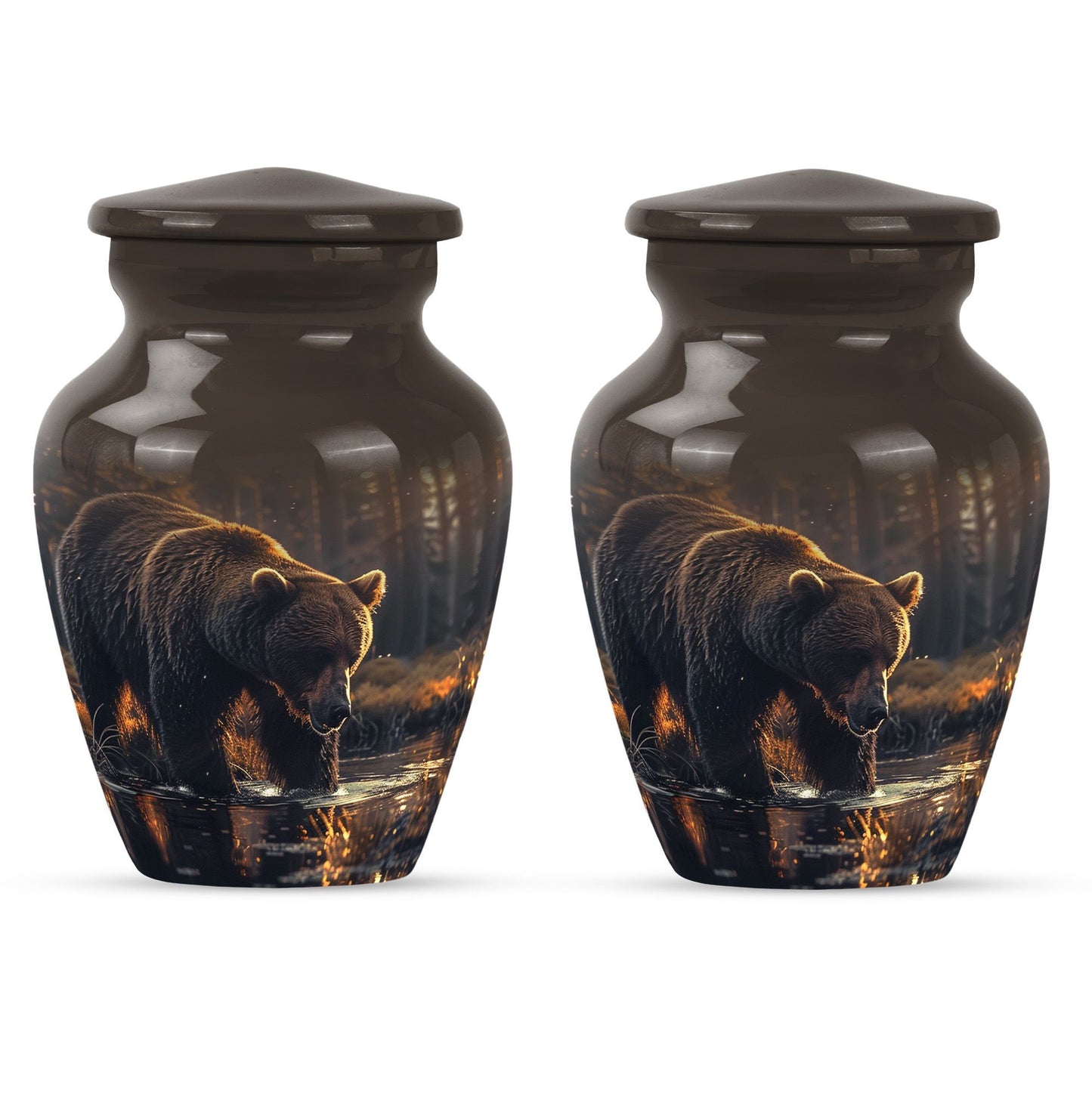 10 inch Classic Bear Urn in Purple Meadow design