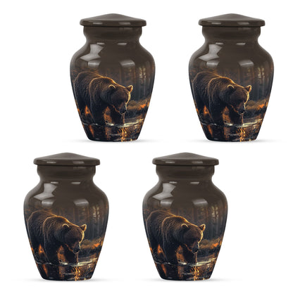 10 inch Classic Bear Urn in Purple Meadow design