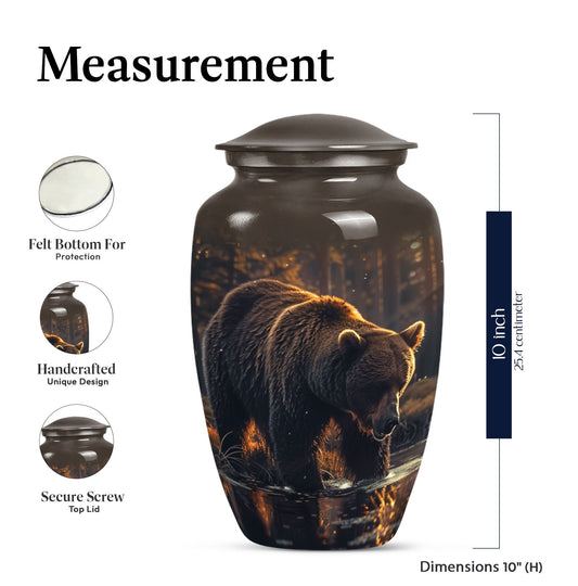 10 inch Classic Bear Urn in Purple Meadow design