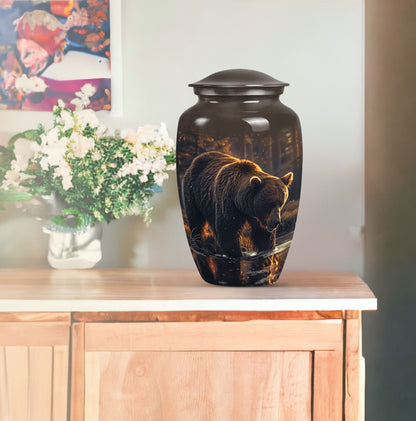 10 inch Classic Bear Urn in Purple Meadow design