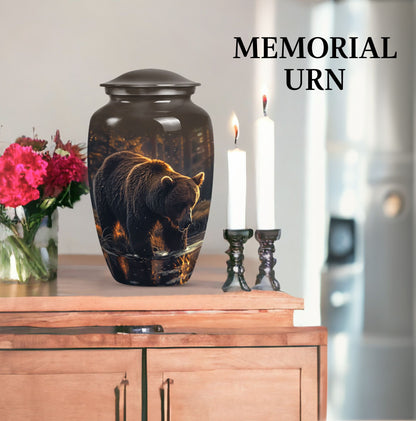10 inch Classic Bear Urn in Purple Meadow design