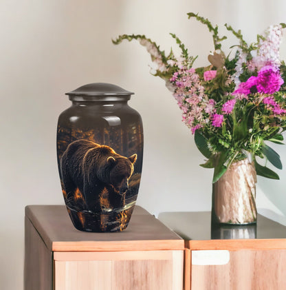 10 inch Classic Bear Urn in Purple Meadow design