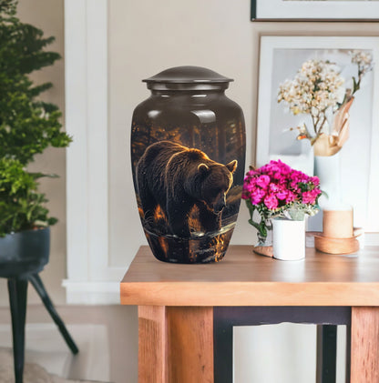10 inch Classic Bear Urn in Purple Meadow design