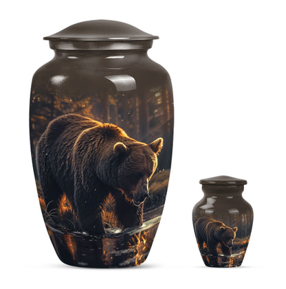 10 inch Classic Bear Urn in Purple Meadow design