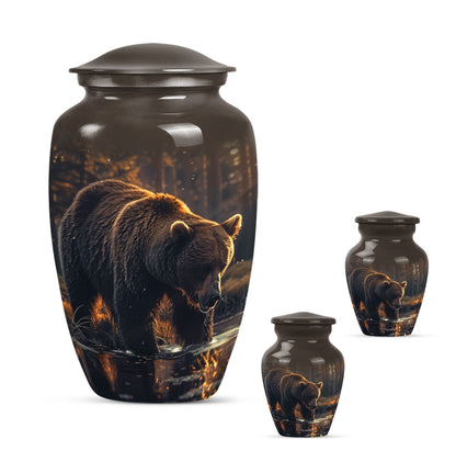 10 inch Classic Bear Urn in Purple Meadow design