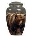 10-inch Bear Urn in Purple Meadow theme for human ashes.