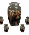 10-inch Bear Urn in Purple Meadow theme for human ashes.