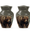 10-inch Bear Urn in Purple Meadow theme for human ashes.