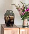 10-inch Bear Urn in Purple Meadow theme for human ashes.