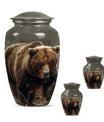 10-inch Bear Urn in Purple Meadow theme for human ashes.