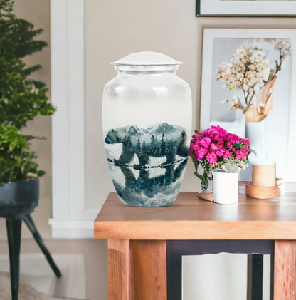 10-inch aluminium Bear Urn in Purple Meadow theme.