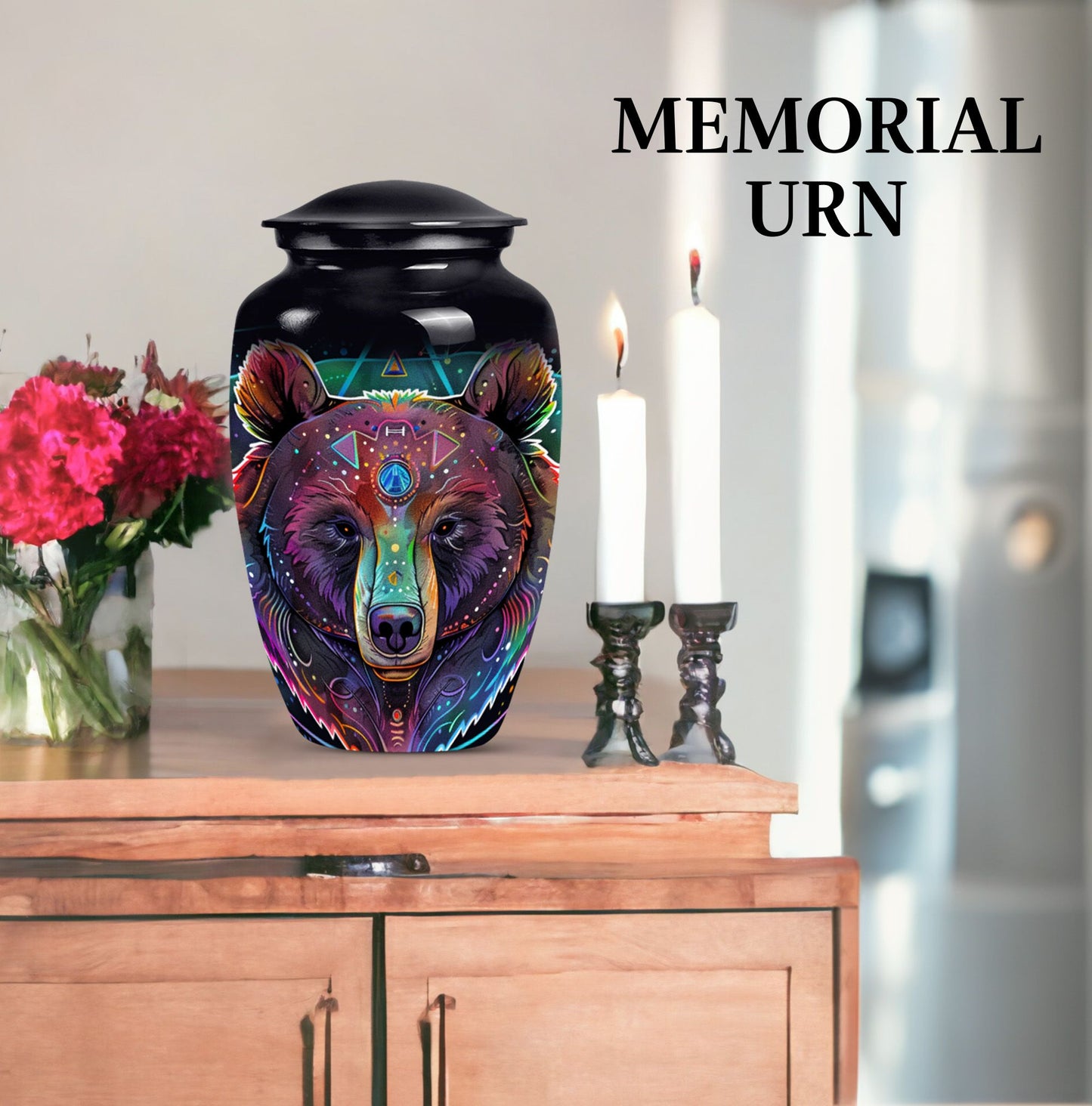 Purple Meadow Bear Urn, 