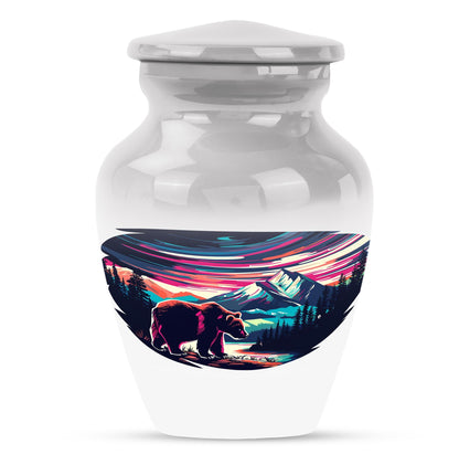 bear urn in purple meadow 