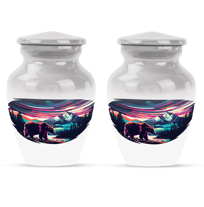  bear urn in purple meadow 