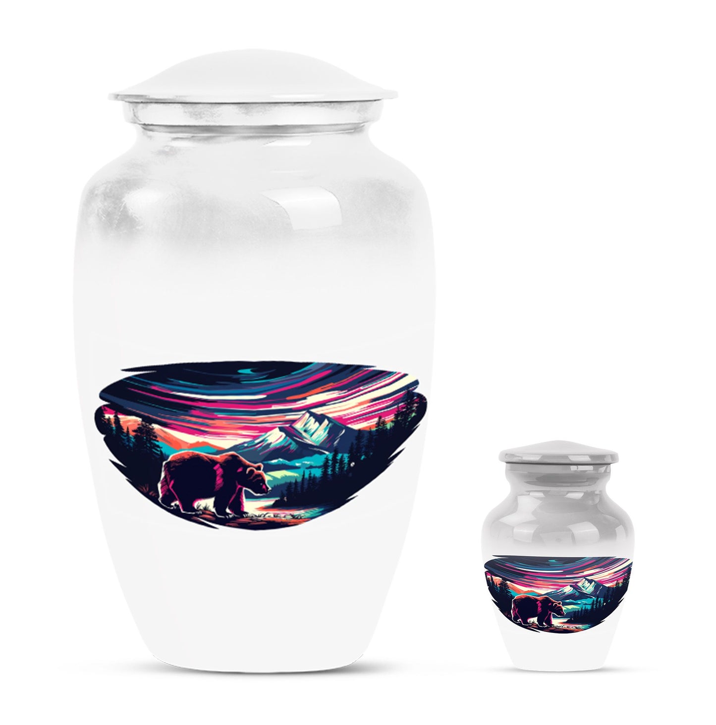  bear urn in purple meadow 