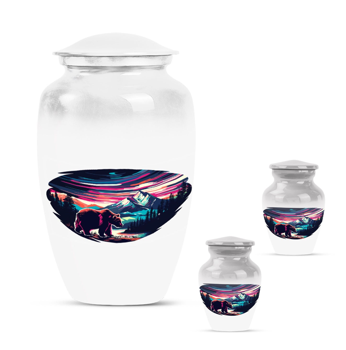  bear urn in purple meadow 