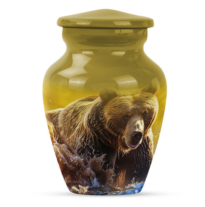 Classic Bear Urn in Purple Meadow theme.