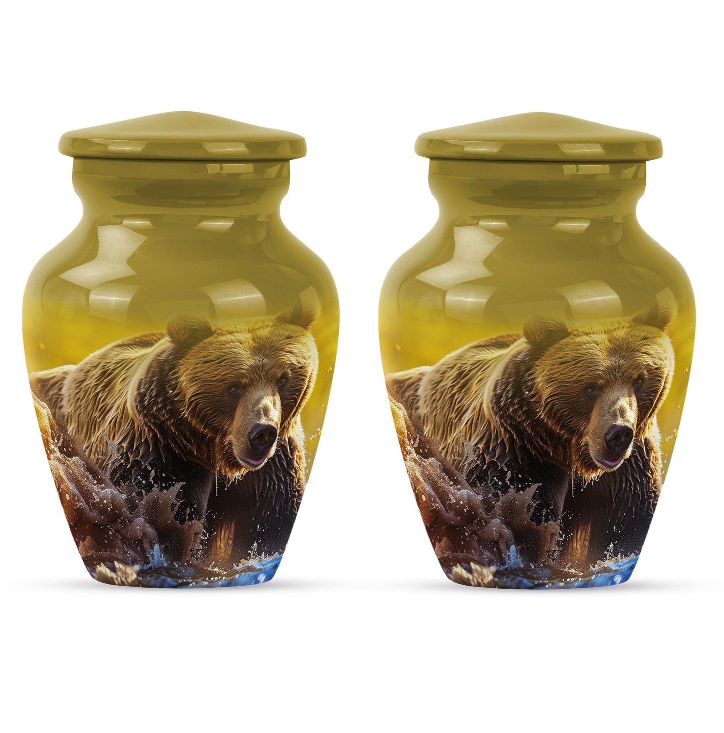 Classic Bear Urn in Purple Meadow theme.