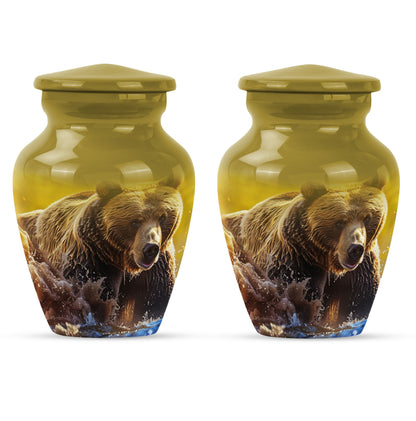 Classic Bear Urn in Purple Meadow theme.