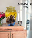 Classic Bear Urn in Purple Meadow theme.