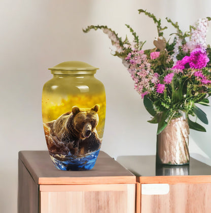 Classic Bear Urn in Purple Meadow theme.