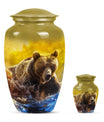 Classic Bear Urn in Purple Meadow theme.