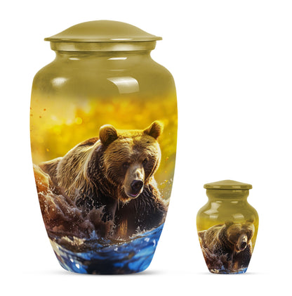 Classic Bear Urn in Purple Meadow theme.