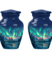 10-inch Northern Lights Urn in Purple Meadow.