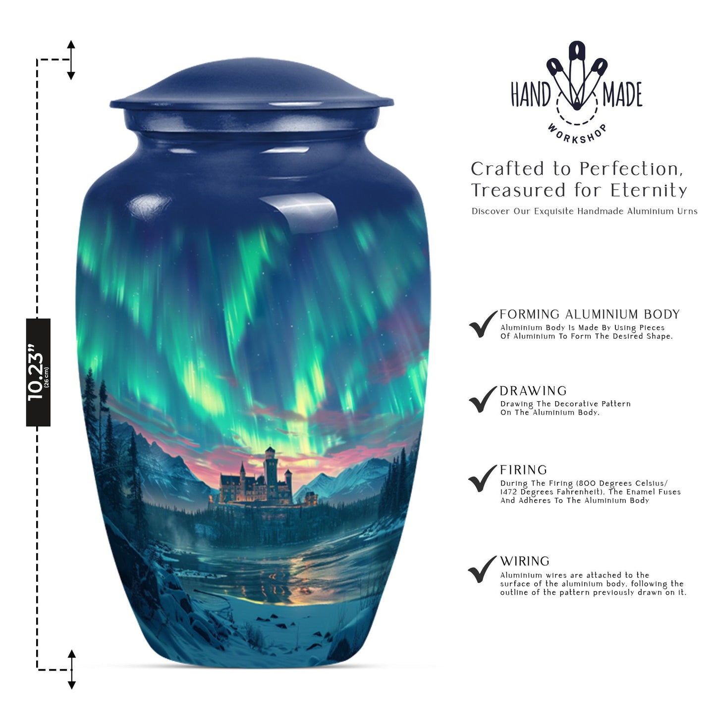 10-inch Northern Lights Urn in Purple Meadow.