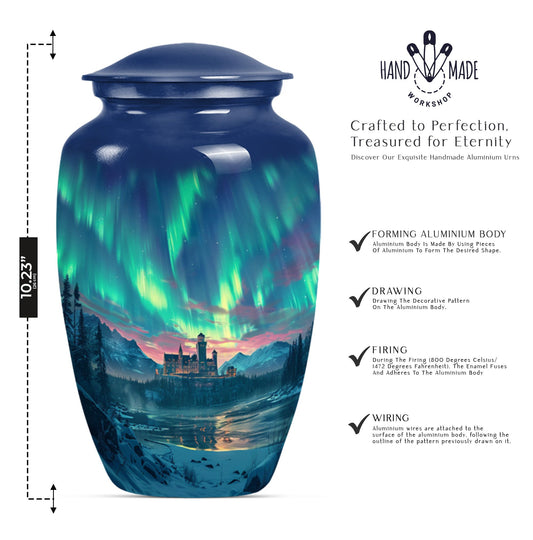 10-inch Northern Lights Urn in Purple Meadow.