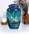 10-inch Northern Lights Urn in Purple Meadow.