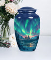 10-inch Northern Lights Urn in Purple Meadow.
