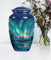 10-inch Northern Lights Urn in Purple Meadow.