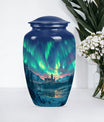 10-inch Northern Lights Urn in Purple Meadow.