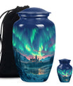 10-inch Northern Lights Urn in Purple Meadow.