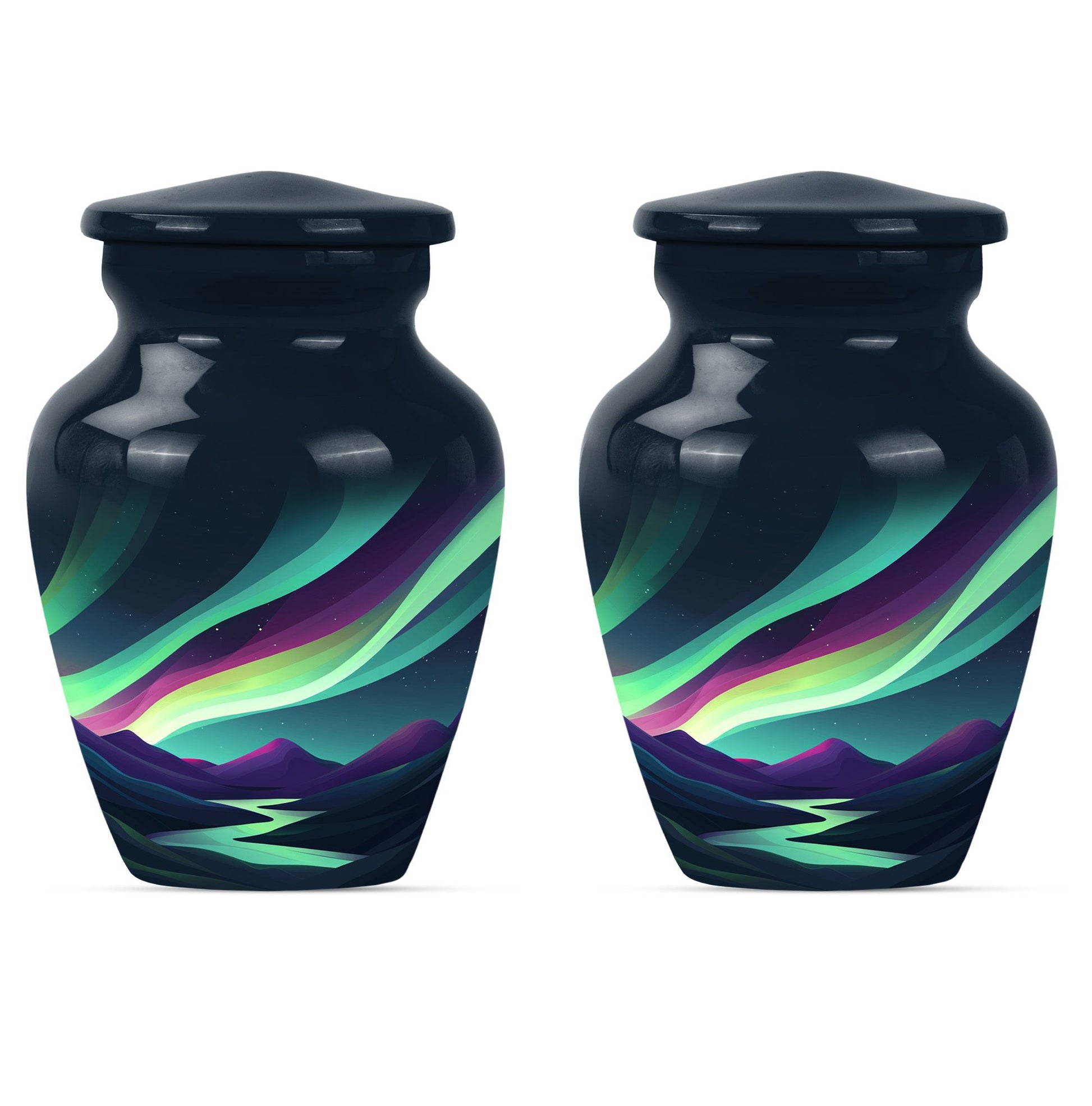 Northern Lights Funeral Urns - Large Decorative Urn For Male & Female