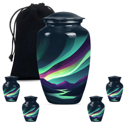 Northern Lights Funeral Urns - Large Decorative Urn For Male & Female