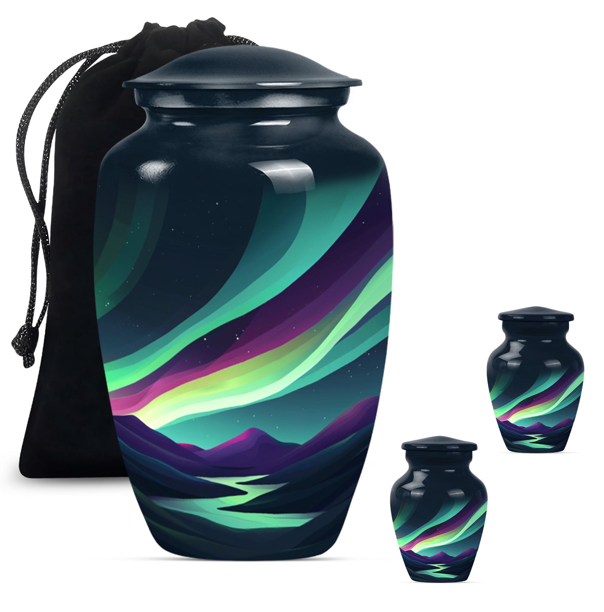 Northern Lights Funeral Urns - Large Decorative Urn For Male & Female