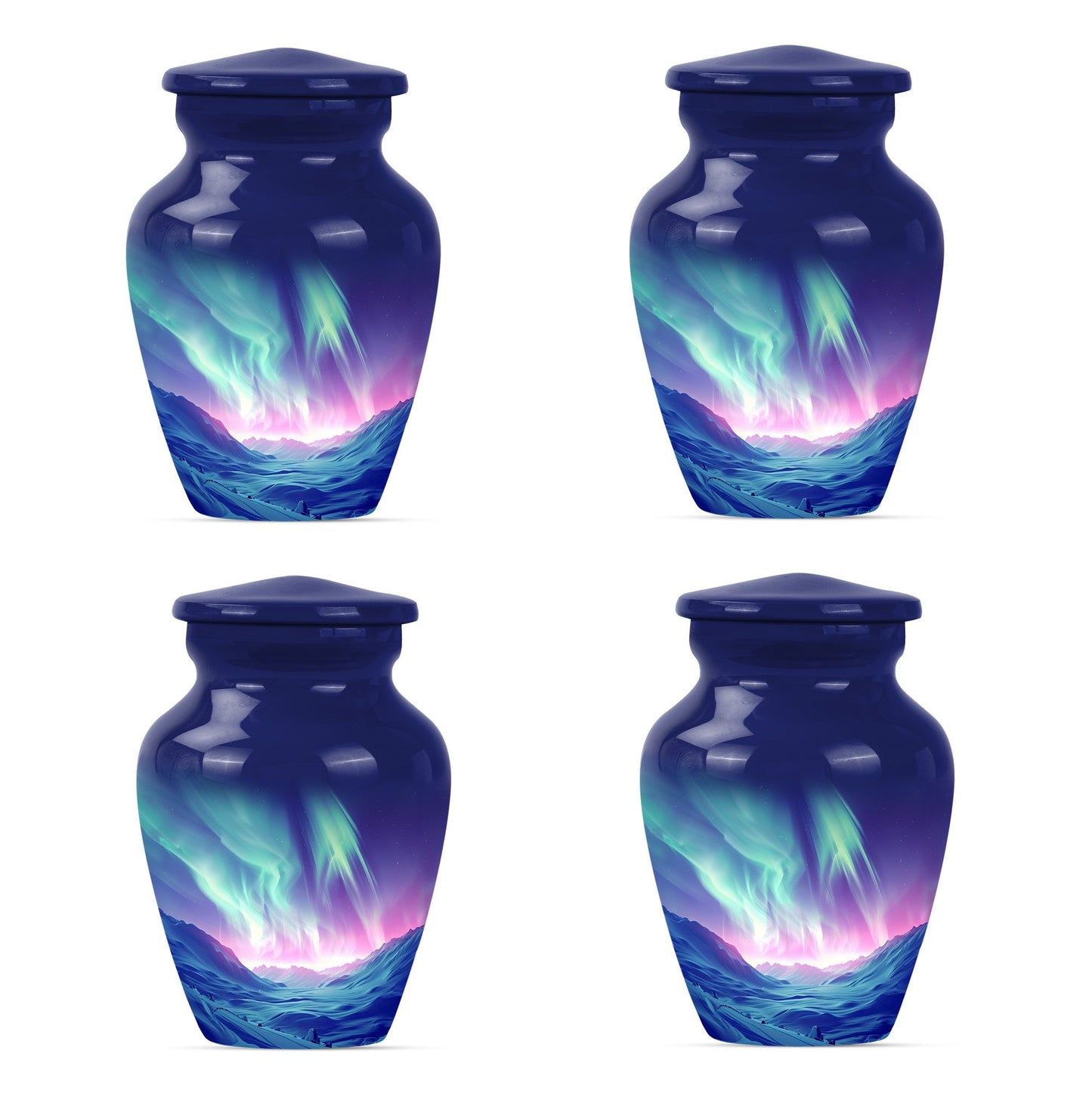 10-inch classic northern lights urn in purple meadow design 