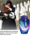 10-inch classic northern lights urn in purple meadow design 