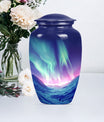 10-inch classic northern lights urn in purple meadow design 