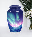 10-inch classic northern lights urn in purple meadow design 