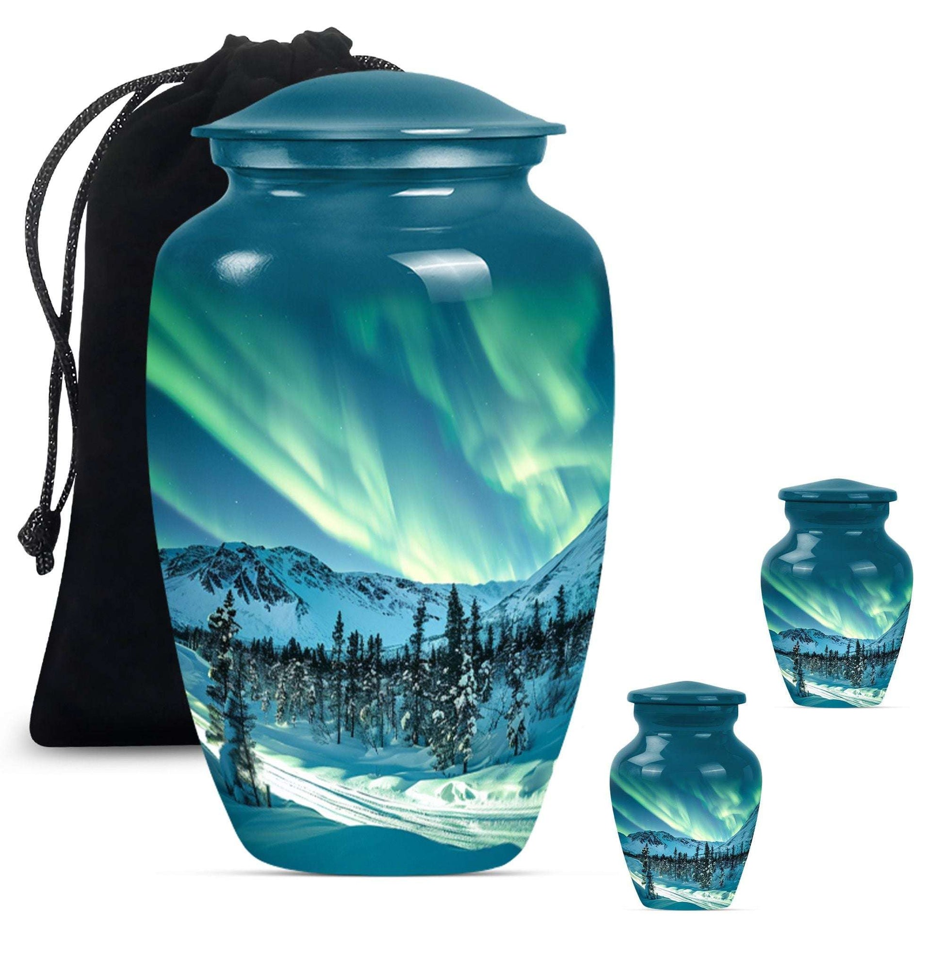 Northern Lights Large Urn For Ashes  - Cremation Urns For Man & Women