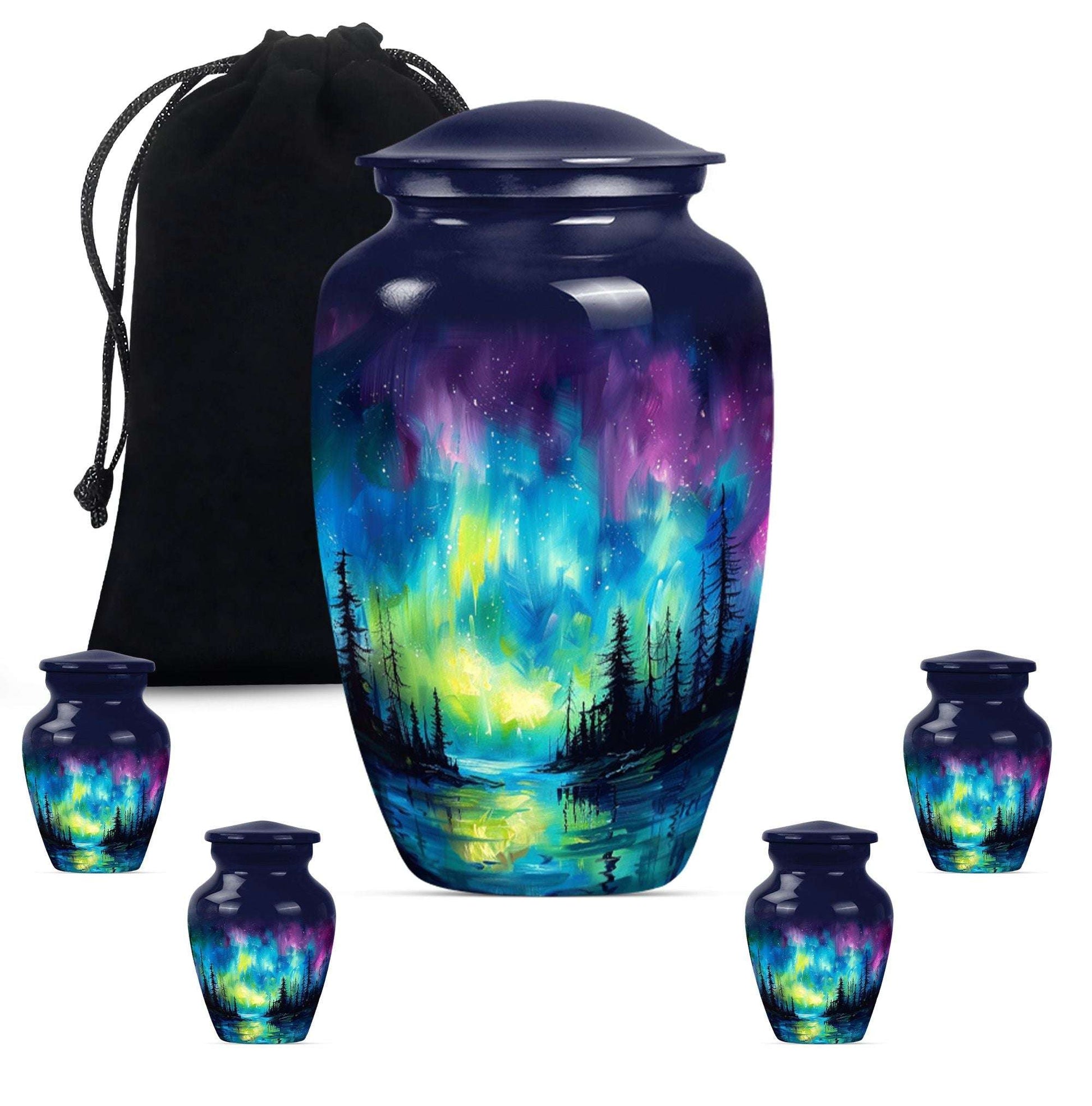 Northern Lights Cremation Urns For Human Ashes - Urn Keepsake Set