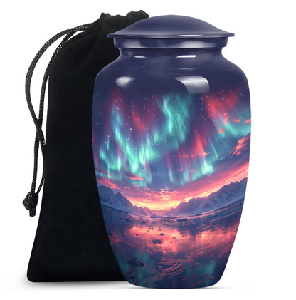 Classic 10 inch cremation urn themed as Purple Meadow.